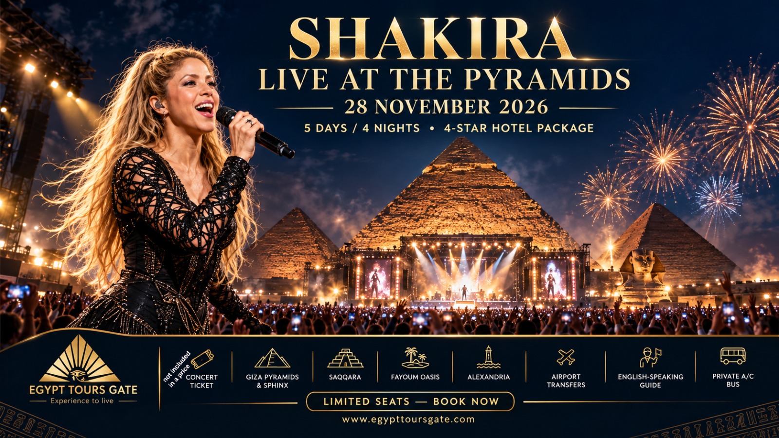 Shakira Live at the Pyramids 2026: 5-Day Egypt Experience